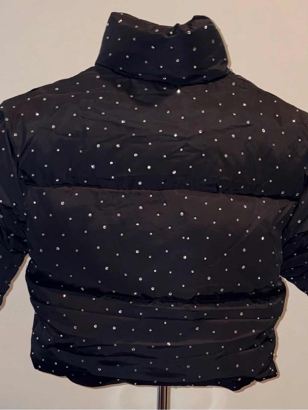 Lola and the Boys Black Sparkle Rhinestone Gem Puffer Jacket sz 6 NWT